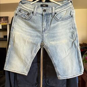 True Religion Light Blue Jean Shorts for Men